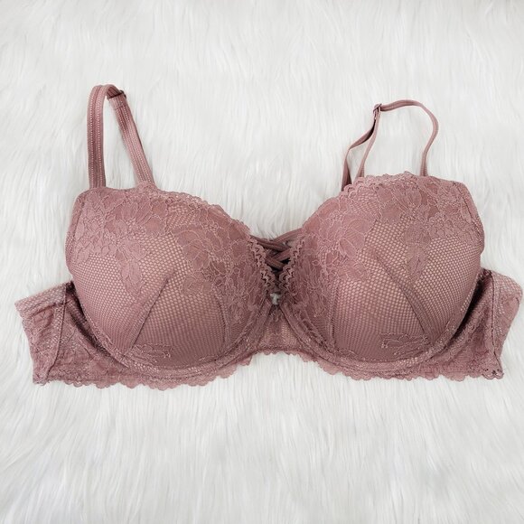 Torrid Curve Pink Lace Bra Size 46B Push Up Plunge Adjustable Women's Wired - Picture 2 of 10